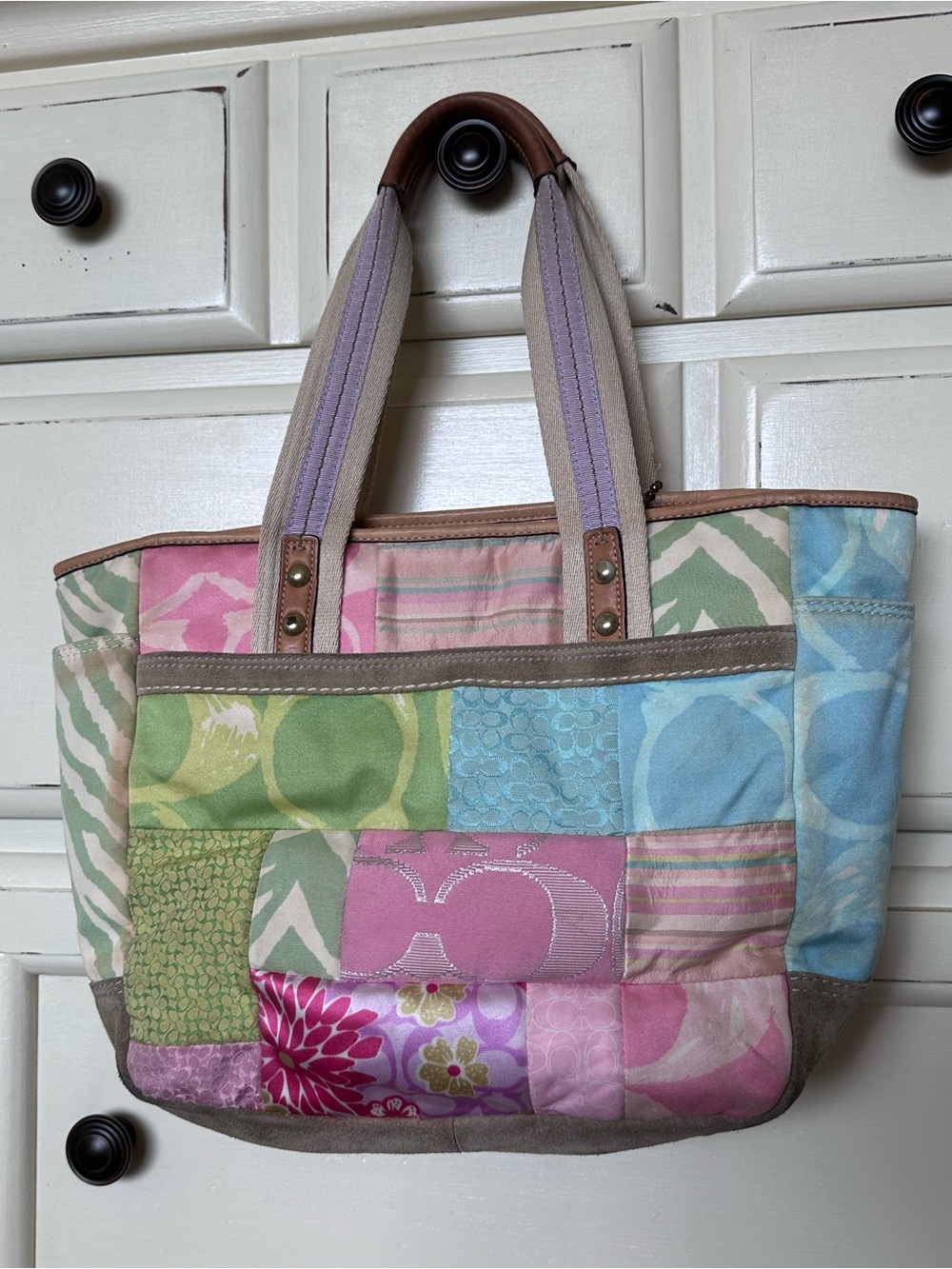 Vintage Y2K Coach pastel patchwork tote - Picture 6 of 12